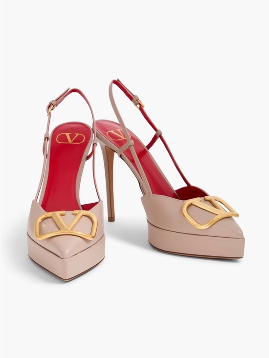 Valentino Garavani Shoes - Valentino Garavani V-Logo Slingback Platform Pumps